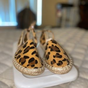 Never worn, leopard print sandals.